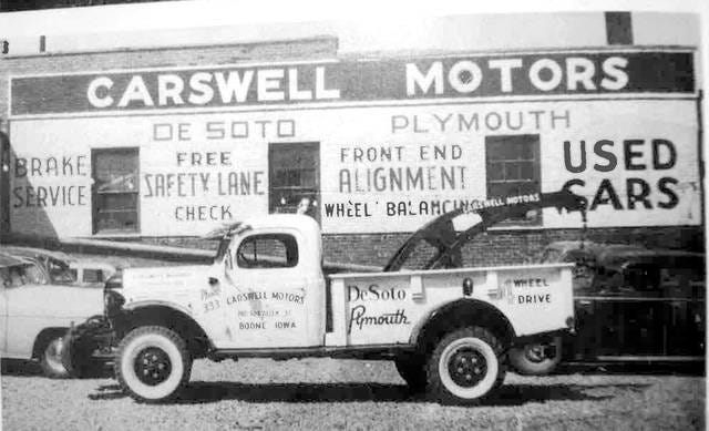Image captured 1955 of Carswell Motors used car lot that connected to the auto showroom that was once Bob’s Flower Shop, and then a Skelly Gas Station. Photo contributed by Ed Mondt