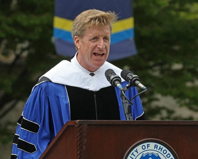 Patrick Kennedy was awarded an honorary doctorate of humane letters at the University of Rhode Island and delivered the commencement address on Sunday. [STEVE SZYDLOWSKI/PROVIDENCE JOURNAL]