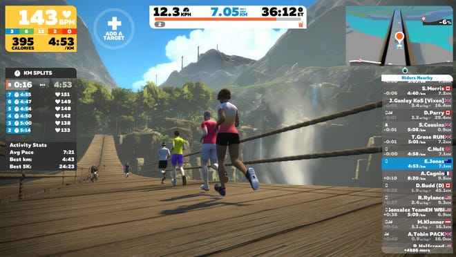 The company Zwift caters to devoted "tread" fans with virtual classes via apps. [COURTESY PHOTO]