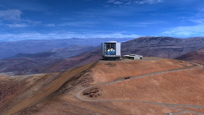 An artist's rendering shows the Giant Magellan Telescope, which will be in the Chilean Andes. The University of Texas is one of 12 universities and research institutions partnering in its development. [COURTESY UNIVERSITY OF TEXAS]