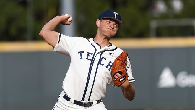 Amos Willingham, shown pitching against Western Carolina on May 3, helped Georgia Tech defeat Notre Dame on Wednesday in the ACC Tournament. [JOHN AMIS/AP FILE PHOTO]
