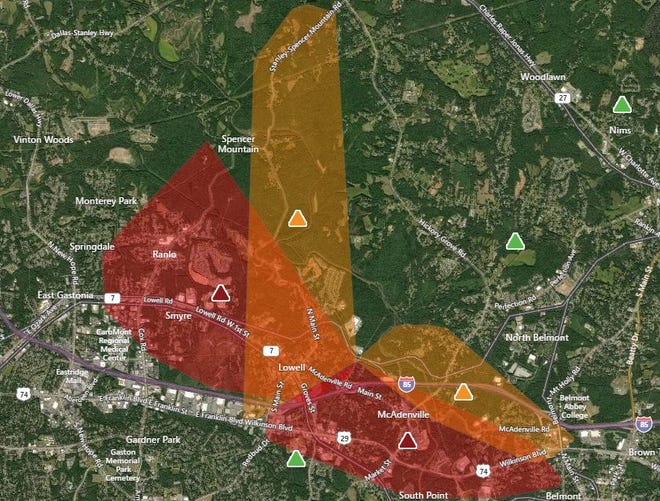 A power outage Thursday affected much of eastern Gaston County. [DUKE ENERGY CO]
