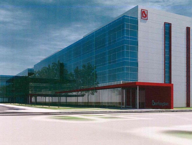 An architectural rendering of the proposed 217,000-square-foot addition to the Burlington Stores corporate offices at 1830 N. Route 130. [CONTRIBUTED]