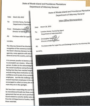A heavily redacted document provided to former House Minority Leaer Patricia Morgan by former Attorney General Peter Kilmartin.