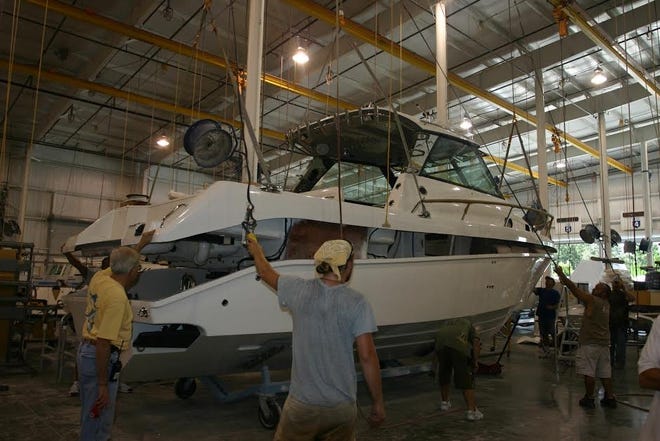 Workers at the Everglades Boats plan in Edgewater [Courtesy photo]