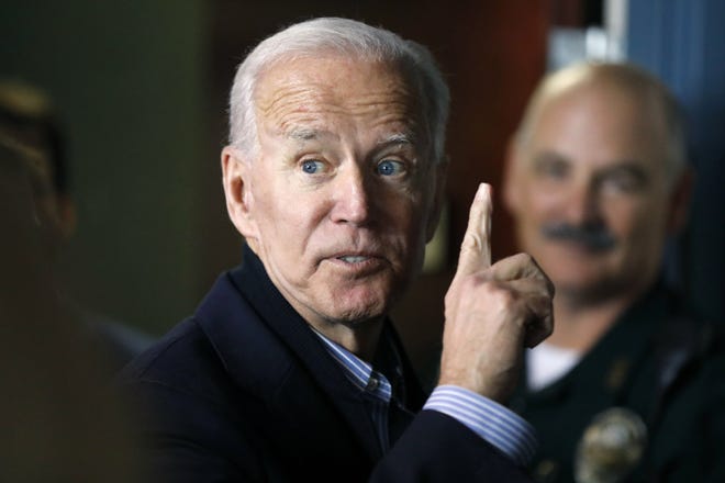 In this May 13, 2019, photo, former vice president and Democratic presidential candidate Joe Biden interacts with a supporter during a campaign stop at the Community Oven restaurant in Hampton, N.H. North Korea has labeled Biden a "fool of low IQ" and an "imbecile bereft of elementary quality as a human being" after the Democratic presidential hopeful during a recent speech called North Korean leader Kim Jong Un a tyrant. (AP Photo/Michael Dwyer, File)