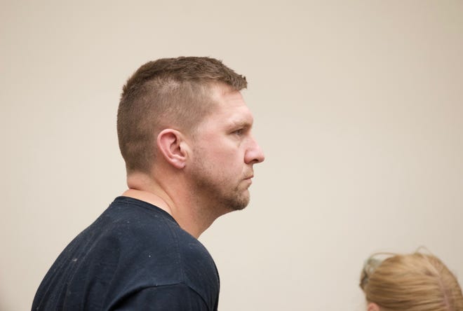 John M. Naumann, 35, was accused of breaking into a Weymouth home to grab his baby. He was arraigned in Quincy District Court May 30, 2019. (Joe Difazio/The Patriot Ledger)