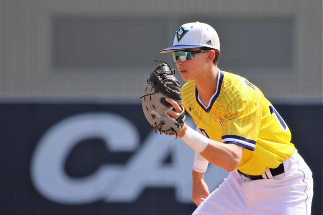 UNC Wilmington's Brooks Baldwin, a Whiteville High School alum, has a .240 batting average with 54 hits and 34 RBIs. He has the highest fielding percentage on the Seahawks team at .977. [Photo courtesy of UNCWsports.com]