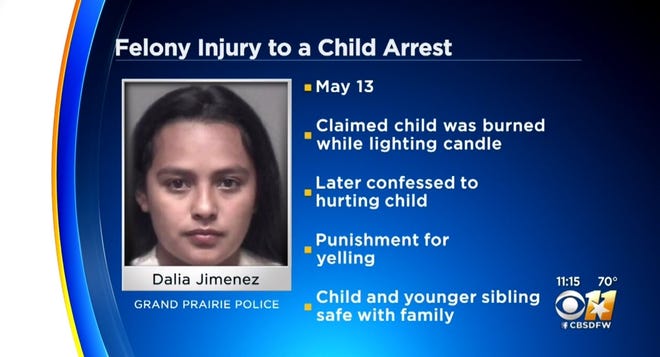 Police in Texas say Dalia Jimenez lit her stepdaughter's face on fire. [KTVT-TV]
