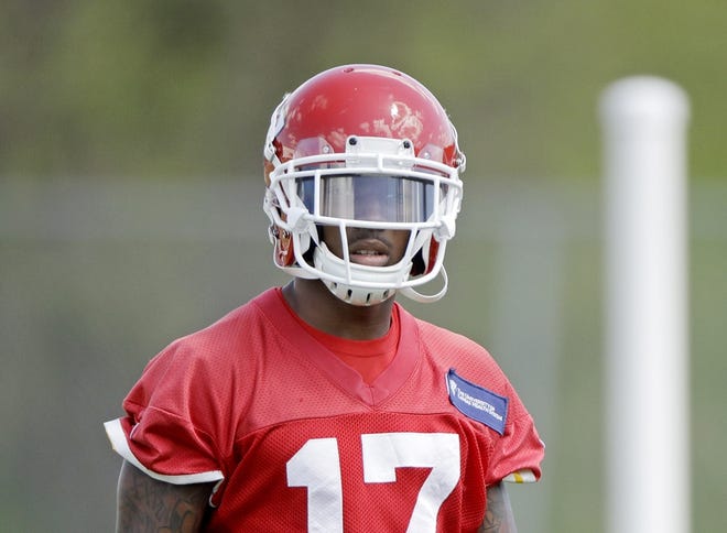 Kansas City Chiefs wide receiver Mecole Hardman waits to run a drill during rookie minicamp May 6 in Kansas City, Mo. [May 2019 file photograph/The Associated Press]
