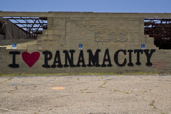 A mural saying "I heart Panama City" on the side of Mr. Bingo in Parker, Florida on Thursday, May 30, 2019. [JOSHUA BOUCHER]