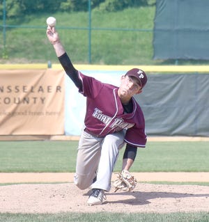 John Cortese pitched five scoreless innings and struck out 14 batters for Fort Plain in Section III's Class C championship game Saturday.    

[Jon Rathbun / Times Telegram]