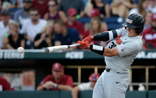 Oregon State's Adley Rutschman was selected No. 1 by the Orioles, who led off the Major League Baseball Draft for the first time in 30 years. [File Photo/The Associated Press]