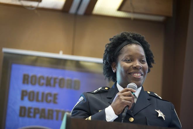 Assistant Deputy Chief Carla Redd's use of deadly force during a Jan. 20 traffic altercation at 530 Eighth St. was determined to be justified by the Winnebago County State's Attorney's Office. Redd is shown speaking after a promotion ceremony in June 2016. [SUNNY STTRADER/RRSTAR.COM}