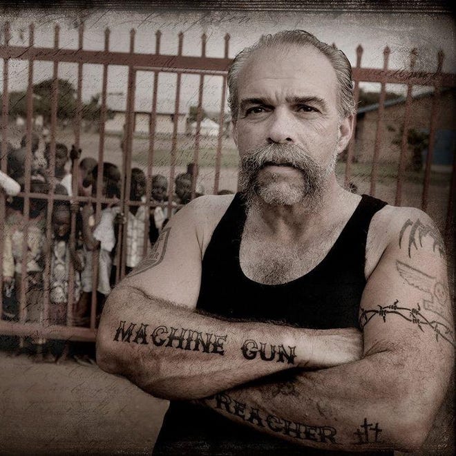 Sam Childers, popularly known as The Machine Gun Preacher, will speak on June 13 at Delavan High School. Childers' missionary work in East Africa was celebrated in the 2011 film "Machine Gun Preacher," which was based on his book "Another Man's War." [PHOTO COURTESY OF DARIC RADEMAKER]
