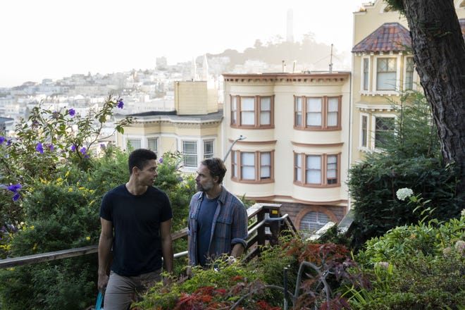 Charlie Barnett, left, with Murray Bartlett in a scene from the new Netflix series "Tales of the City," the latest incarnation of stories created by Armistead Maupin that have been seen in three previous television versions. [Provided by Netflix / Alison Cohen Rosa]