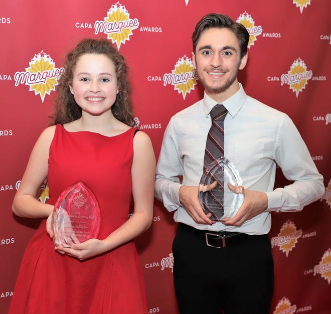 Mauve Gallagher, a junior at Dublin Jerome High School, and Caleb Jingo, a recent graduate of Westerville South High School won top honors at CAPA's Marquee Awards.