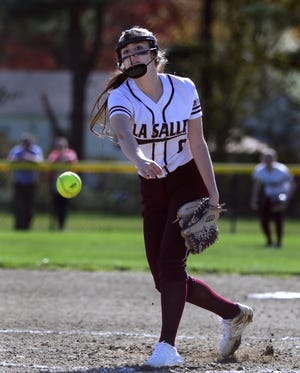 La Salle starter Kaylyn Ciesielski, in action on May 6, tossed a three-hitter in Friday's 6-2 victory over Pilgrim in their Division I winners’-bracket final. [The Providence Journal, file / Kris Craig]