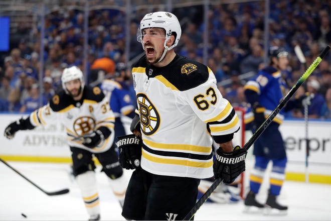Brad Marchand (63) scored a power play goal in the first period, helping the Boston Bruins force Game 7 in the Stanley Cup Final. (Associated Press/Jeff Roberson)
