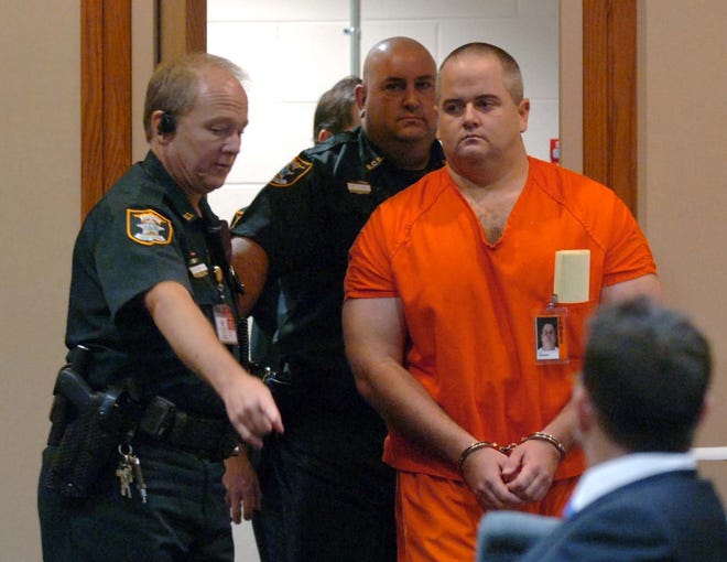 Joshua Hunter is led into a Sarasota County courtroom for sentencing on June 25, 2010. Judge Donna Berlin sentenced Hunter to 124.5 months in prison for DUI manslaughter. He was released early on Jan. 28, 2018. [Pool Photo by Grant Jefferies]