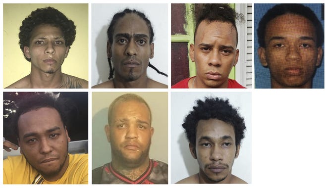 This combination of photos provided by the Dominican Republic National Police show suspects in connection with the shooting of former Red Sox star David Ortiz in Santo Domingo, Dominican Republic. Police identify the men as, top row from left, Rolfy Ferreyra, who has been identified as the shooter, Joel Rodriguez Cruz, Oliver Moises Mirabal Acosta, and Eddy Vladimir Feliz Garcia. Bottom row from left, Polfirio Allende Dechamps Vazquez, Luis Alfredo Rivas Clase and Reynaldo Rodriguez Valenzuela. [DOMINICAN REPUBLIC NATIONAL POLICE VIA AP]