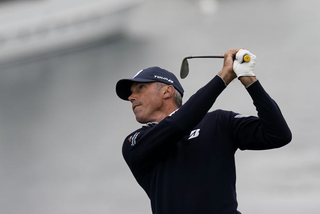 Matt Kuchar watches his tee shot on the seventh hole during the second round of the U.S. Open on Friday in Pebble Beach, Calif. [AP Photo/David J. Phillip]