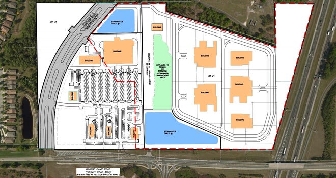 The I-4 Automall plan now proposes fewer dealerships and smaller buildings. [City of Lake Helen]