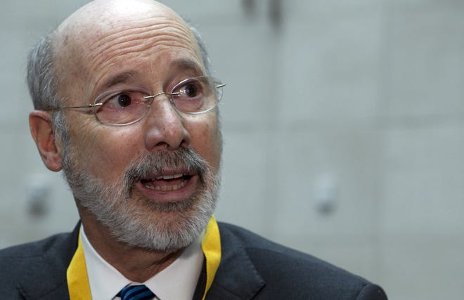 Pennsylvania Governor Tom Wolf speaks during a interview with The Associated Press at the National Governor Association 2019 winter meeting in Washington, Saturday, Feb. 23, 2019. (AP Photo/Jose Luis Magana)