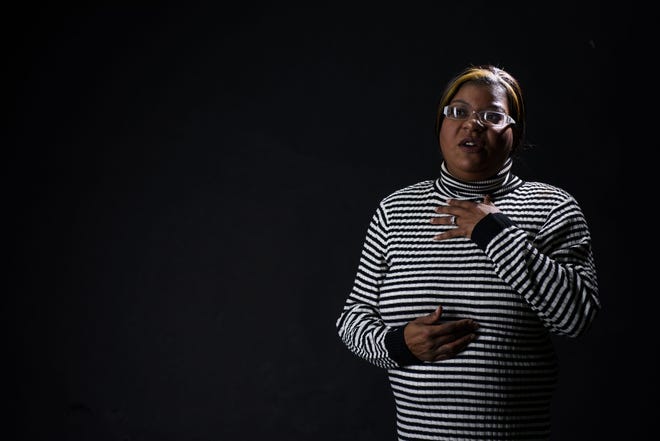 Pennalla Evans talks about her Fort Bragg housing issues during a portrait session March 20. As of June, Evans says her military housing problems are persisting. [Melissa Sue Gerrits/The Fayetteville Observer]