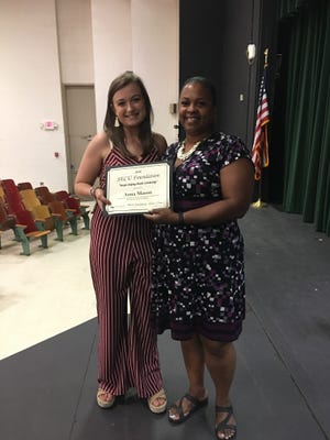 From left, Anna Mason, Ashbrook High School, and Tracey Phillips, SECU Advisory Board member. [SUBMITTED PHOTOS]