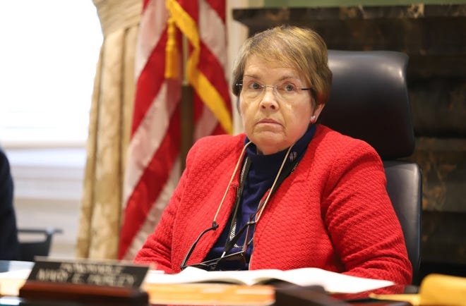 Councilor Mary Hurley said she was "ashamed" to be a council member Wednesday at Karen McCarthy's hearing, where four fellow councilors said they would vote against McCarthy's nomination to the Parole Board. [State House News Service File Photo / Sam Doran]