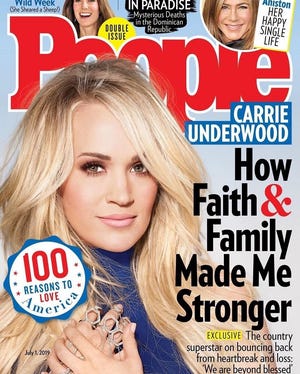 Oklahoma native and country music superstar Carrie Underwood appears on the cover of this week’s People, as she tops the magazine’s “100 Things to Love about America” list. [Cover provided]