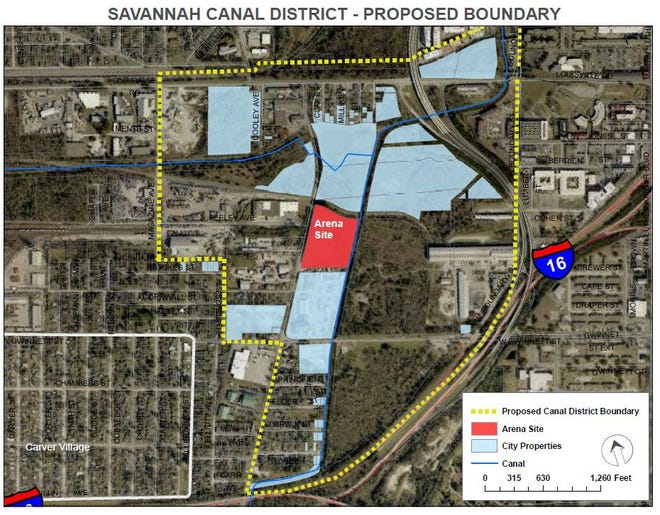 Proposed boundaries of the Savannah Canal District. [City of Savannah]