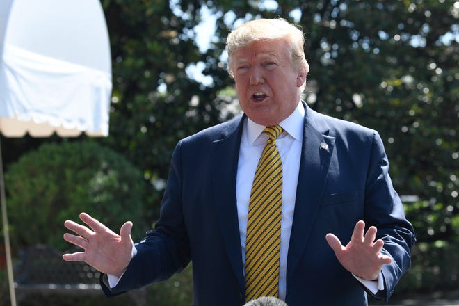 President Donald Trump speaks to reporters on the South Lawn of the White House in Washington, Saturday, June 22, 2019, before boarding Marine One for the trip to Camp David in Maryland. (AP Photo/Susan Walsh)