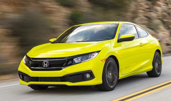 The 2019 Honda Civic Coupe Sport is powered by a 2.0-liter, 4-cylinder engine producing 158 horsepower and 138 lb.-ft. of torque. [Wes Allison/Honda/TNS]