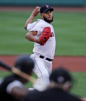 Red Sox starter Eduardo Rodriguez delivers a pitch against the Chicago White Sox at Fenway Park on Monday. [The Associated Press]