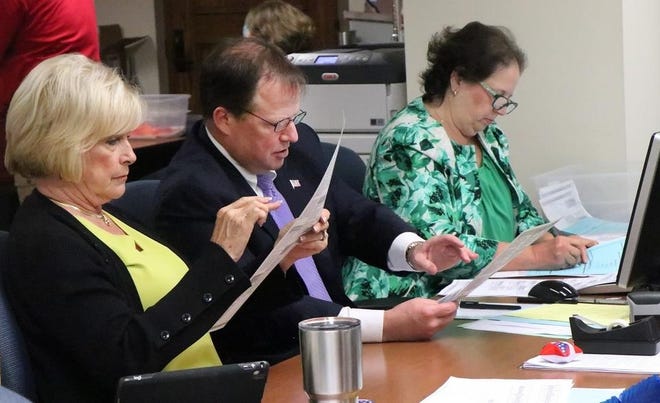 Volusia County canvassing board members check ballots as the work through the election recount on Nov. 12 in DeLand. [News-Journal, File]