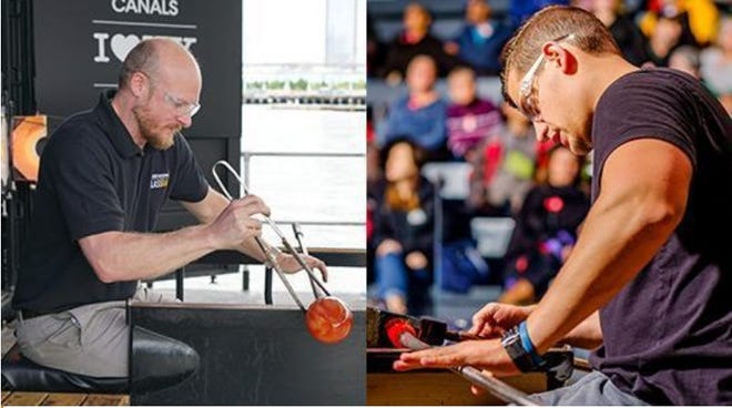 G. Brian Juk ’01 (left) and Tom Ryder ’09. Photos courtesy of Corning Museum of Glass. [PHOTO PROVIDED]