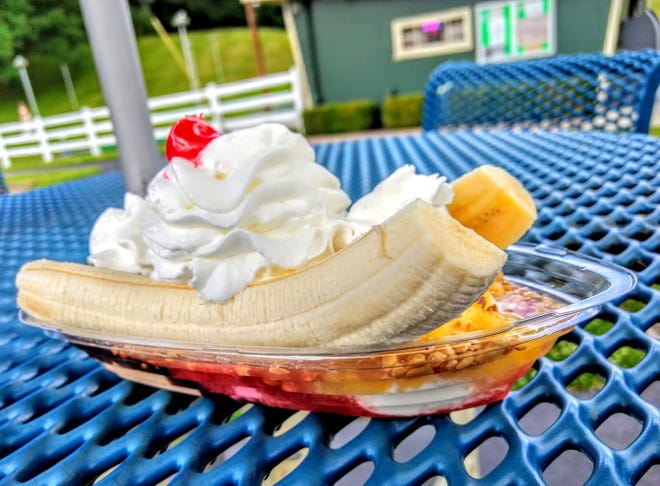 The banana split at New Baltimore Homemade Ice Cream is just one of many treats on the menu.
