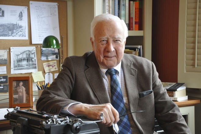 Pulitzer Prize-winning historian David McCullough at his home in Hingham, Mass. His new book, "The Pioneers," includes some Rhode Islanders who played a role in settling the Northwest Territory. [Courtesy of William B. McCullough]