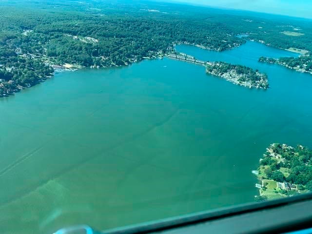 New Jersey Department of Environmental Protection photo - The state Department of Environmental Protection is advising the public to avoid swimming in or contact with Lake Hopatcong water due to an extensive Harmful Algal Bloom, or HAB, confirmed this week by aerial surveillance.