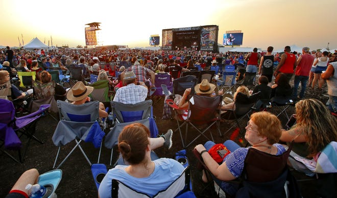 Country music fans listen to artist Michael Ray during the 2019 Kicker Country Stampede on Friday, June 21, 2019, at Heartland Motorsports Park. [Chris Neal/The Capital-Journal]