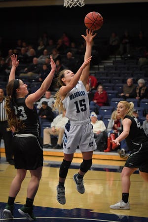 Washburn women's basketball player Alexis McAfee (15) has been chosen to travel to Brazil with an NCAA Division II team later this month. [File photograph/The Capital-Journal]