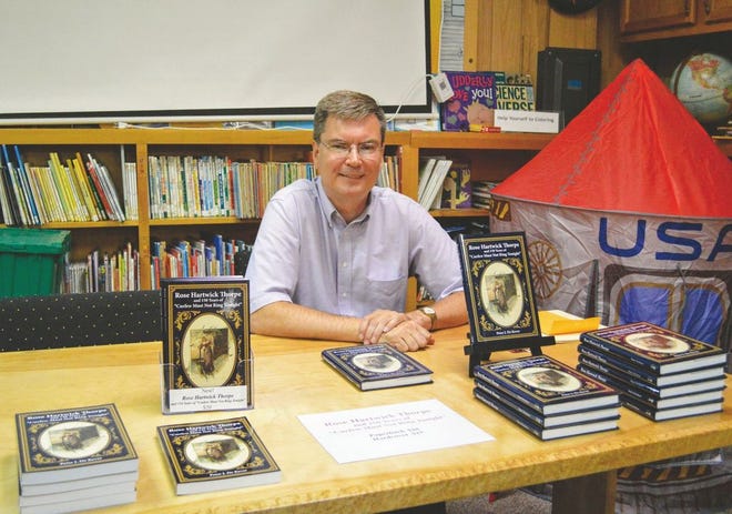 Local historian Peter J. De Kever was in Litchfield on Saturday morning selling and signing copies of his new book on Litchfield resident and poet Rose Hartwick Thorpe.