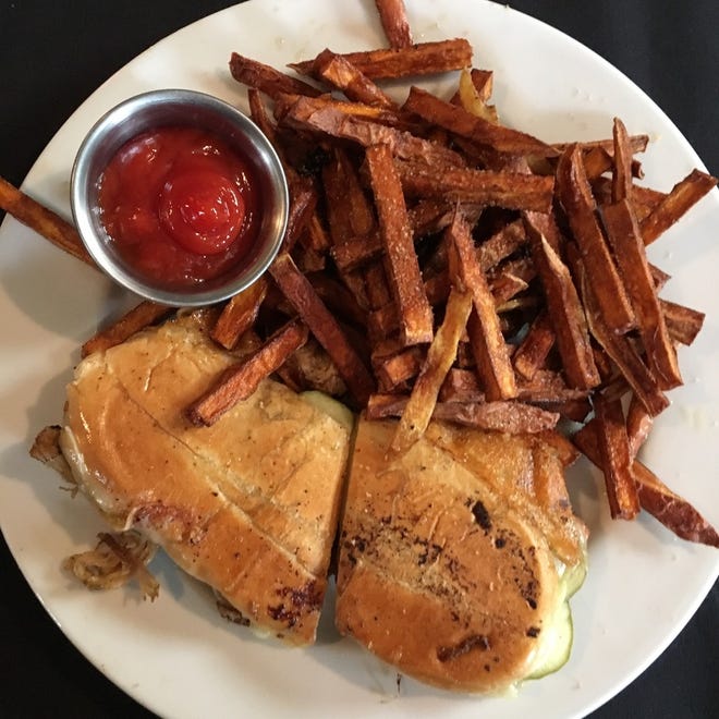 The Cuban sandwich and sweet potato fries from the Springfield Carriage Co. [Photo by Kathryn Rem]