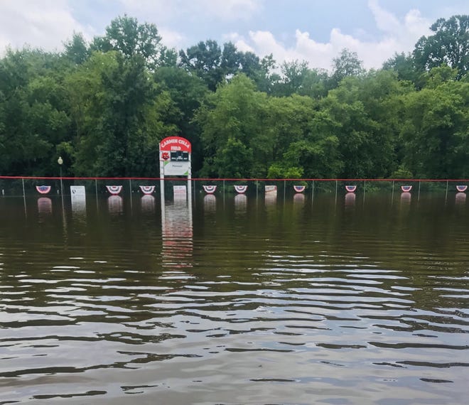 The Rancocas Valley Little League's field was underwater after floods hit in June. [Contributed]