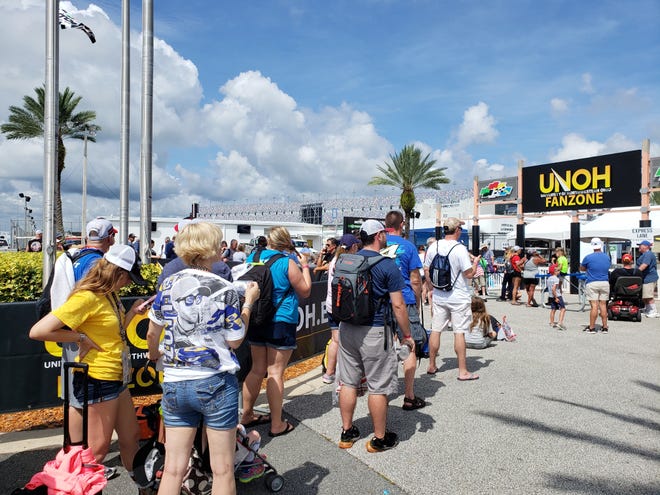 Fans lined up early, waiting to get in the gate Sunday morning at Daytona International Speedway, hoping to see the Coke Zero Sugar 400. [News-Journal/Dinah Voyles Pulver]