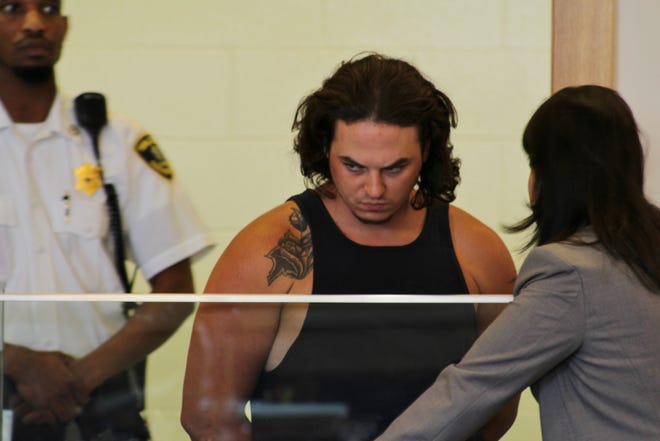 Ryan O'Day, 29, of Bridgewater was charged with assault and battery with a dangerous weapon, carjacking and assault and battery at his arraignment at Taunton District Court on Monday, July 8, 2019. (Taunton Gazette photo by Jordan Deschenes)