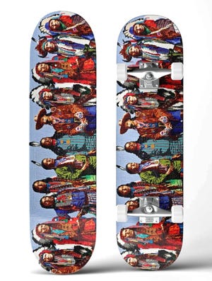 Artist Steven Paul Judd has donated a skateboard deck for the upcoming STASH auction to raise funds for immigrant-supportive organizations on the border. [PHOTO PROVIDED]