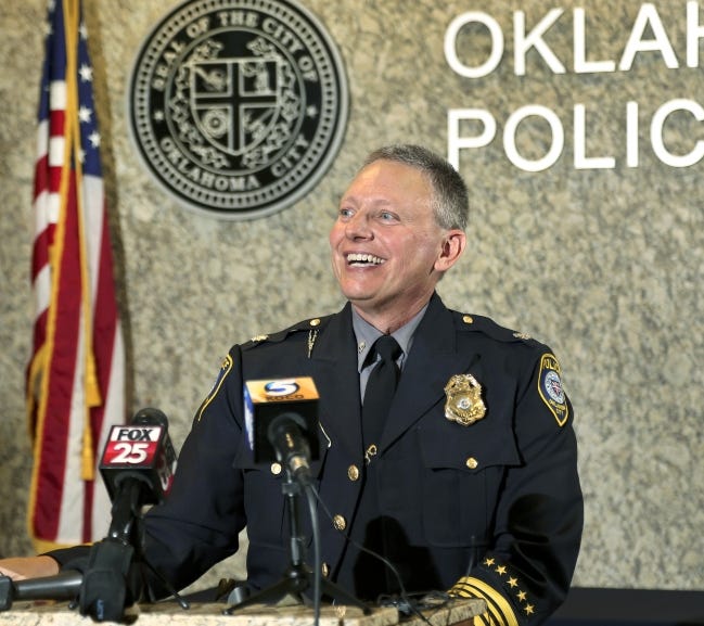 New Oklahoma City Police Chief Wade Gourley speaks at a news conference Monday. [Jim Beckel/The Oklahoman]